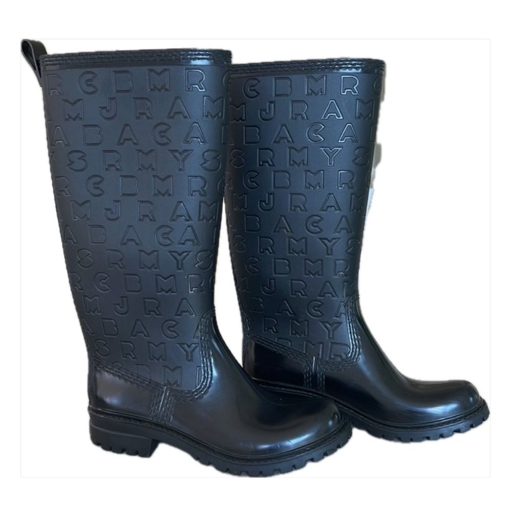 MARC BY MARC JACOBS Alphabet Rubber Rain Boots, Black, Sz 36